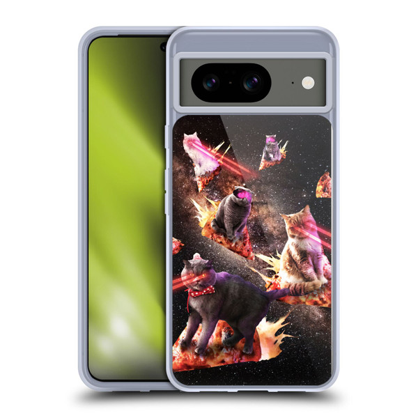 Random Galaxy Space Cat Fire Pizza Soft Gel Case for Google Pixel 8