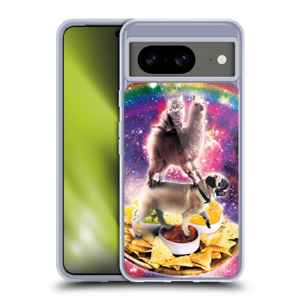 Random Galaxy Space Cat Rainbow Llama Pug & Nachos Soft Gel Case for Google Pixel 8