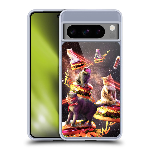 Random Galaxy Space Cat Burger & Fries Soft Gel Case for Google Pixel 8 Pro