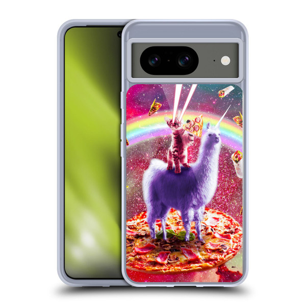 Random Galaxy Space Llama Rainbow Lazer Cat & Pizza Soft Gel Case for Google Pixel 8