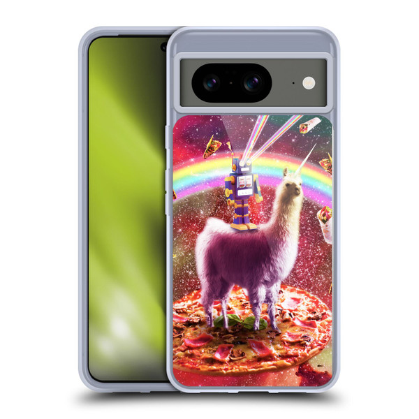 Random Galaxy Space Llama Robot & Pizza Soft Gel Case for Google Pixel 8