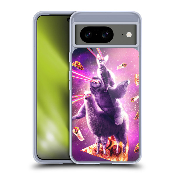 Random Galaxy Space Llama Sloth & Cat Lazer Eyes 2 Soft Gel Case for Google Pixel 8