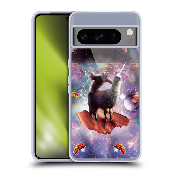 Random Galaxy Space Llama Outer Space Sloth & Bacons Soft Gel Case for Google Pixel 8 Pro