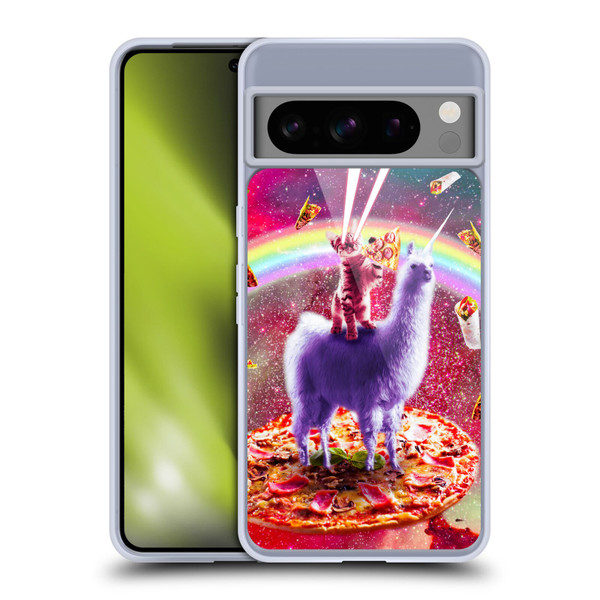 Random Galaxy Space Llama Rainbow Lazer Cat & Pizza Soft Gel Case for Google Pixel 8 Pro