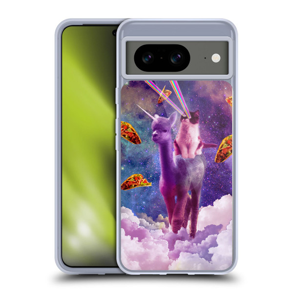 Random Galaxy Space Pizza Ride Lazer Cat Riding Llama Soft Gel Case for Google Pixel 8