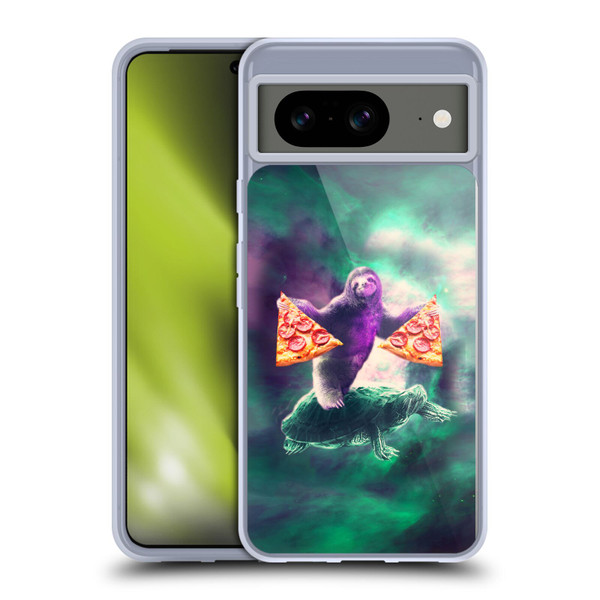 Random Galaxy Space Pizza Ride Sloth Riding Turtle Soft Gel Case for Google Pixel 8