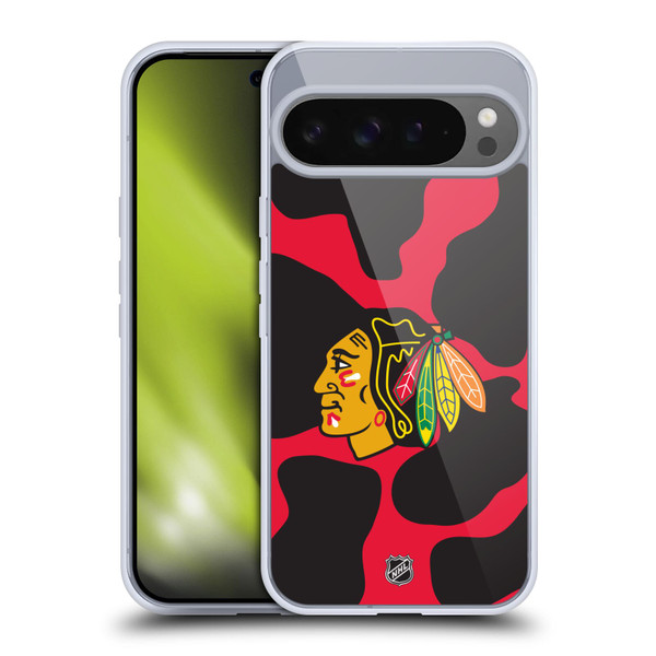 NHL Chicago Blackhawks Cow Pattern Soft Gel Case for Google Pixel 9 Pro XL