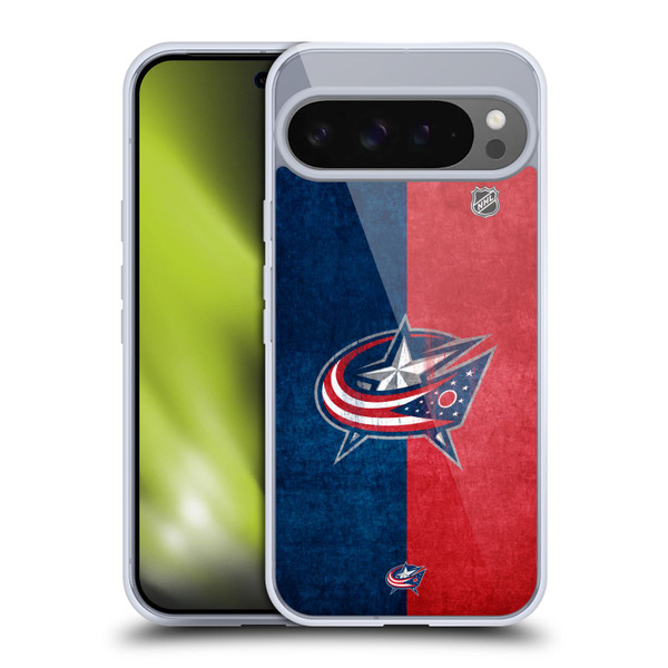 NHL Columbus Blue Jackets Half Distressed Soft Gel Case for Google Pixel 9 Pro XL