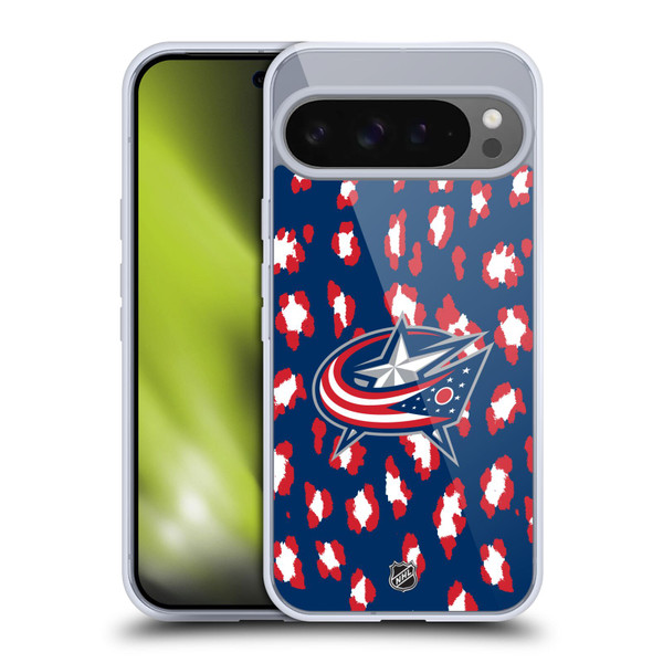 NHL Columbus Blue Jackets Leopard Pattern Soft Gel Case for Google Pixel 9 Pro XL