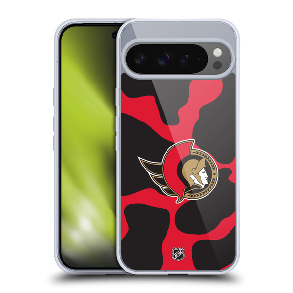 NHL Ottawa Senators Cow Pattern Soft Gel Case for Google Pixel 9 Pro XL