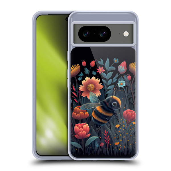 JK Stewart Art Bee And Colorful Flowers Soft Gel Case for Google Pixel 8