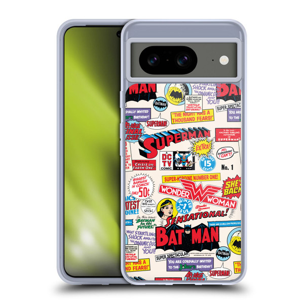 Justice League DC Comics 90th Anniversary Logo Pattern Soft Gel Case for Google Pixel 8