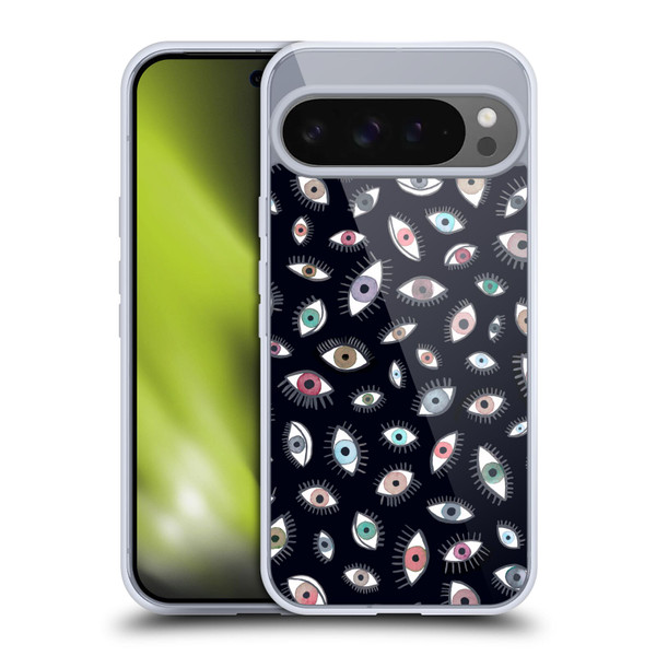 Ninola Watercolor Patterns Eyes Black Soft Gel Case for Google Pixel 9 Pro XL