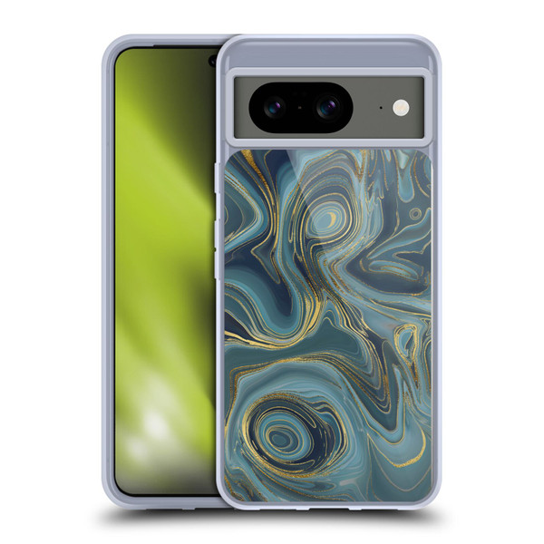 LebensArt Geo Liquid Marble Cool Tone Geode Soft Gel Case for Google Pixel 8