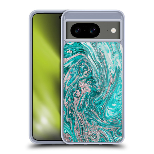 LebensArt Geo Liquid Marble Glamour Teal Soft Gel Case for Google Pixel 8