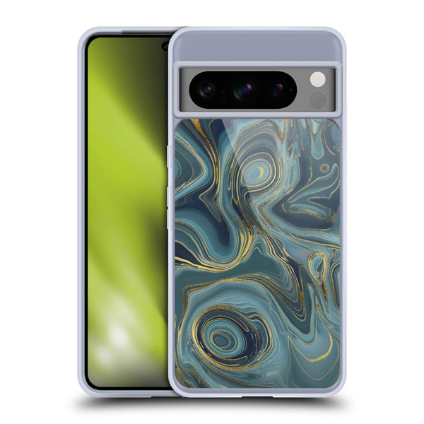 LebensArt Geo Liquid Marble Cool Tone Geode Soft Gel Case for Google Pixel 8 Pro