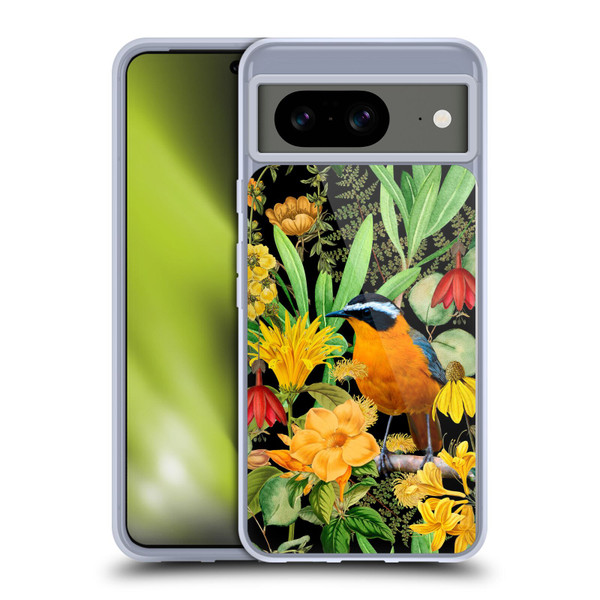LebensArt Jungle Plants And Animals Orange Bird Elements Soft Gel Case for Google Pixel 8