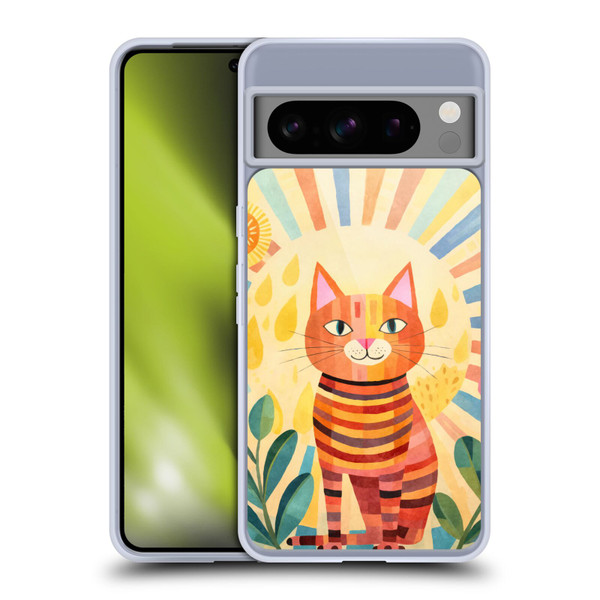 LebensArt Mix Art Stripes Whimsy Cat Soft Gel Case for Google Pixel 8 Pro