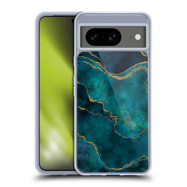 LebensArt Mineral Marble Glam Turquoise Soft Gel Case for Google Pixel 8