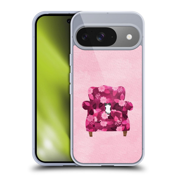 Planet Cat Arm Chair Raspberry Chair Cat Soft Gel Case for Google Pixel 9 / Pixel 9 Pro