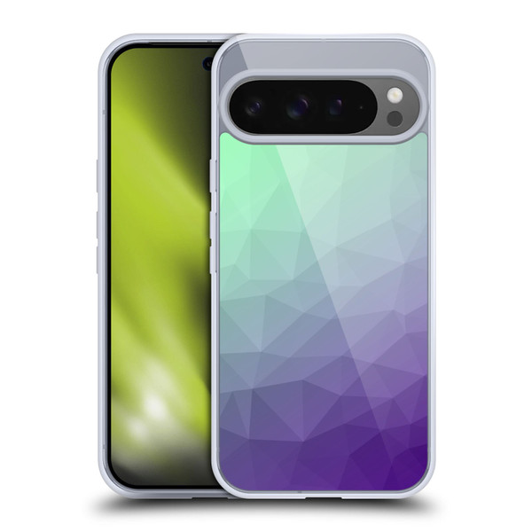 PLdesign Geometric Purple Green Ombre Soft Gel Case for Google Pixel 9 Pro XL