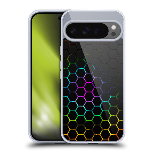 PLdesign Geometric Patterns Honeycomb Spectrum Soft Gel Case for Google Pixel 9 Pro XL