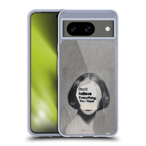 LouiJoverArt Black And White Think Soft Gel Case for Google Pixel 8