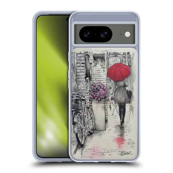 LouiJoverArt Red Ink Amsterdam Walk Soft Gel Case for Google Pixel 8