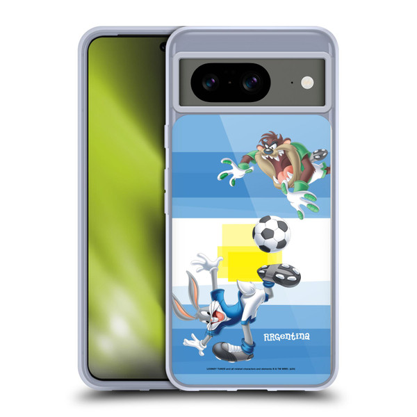 Looney Tunes Flag Graphics Argentina Taz & Bugs Bunny Soft Gel Case for Google Pixel 8