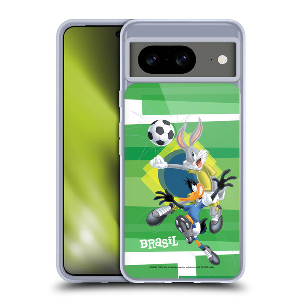 Looney Tunes Flag Graphics Brazil Bugs Bunny & Daffy Soft Gel Case for Google Pixel 8