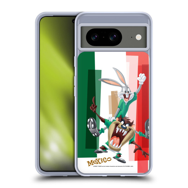 Looney Tunes Flag Graphics Mexico Taz & Bugs Bunny Soft Gel Case for Google Pixel 8