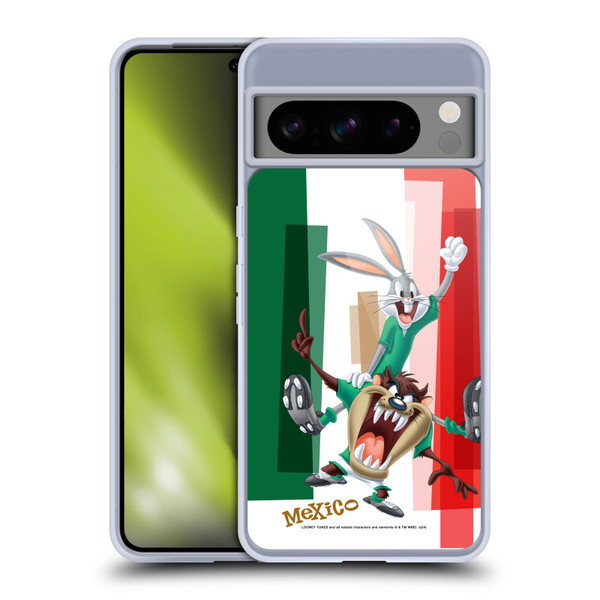 Looney Tunes Flag Graphics Mexico Taz & Bugs Bunny Soft Gel Case for Google Pixel 8 Pro