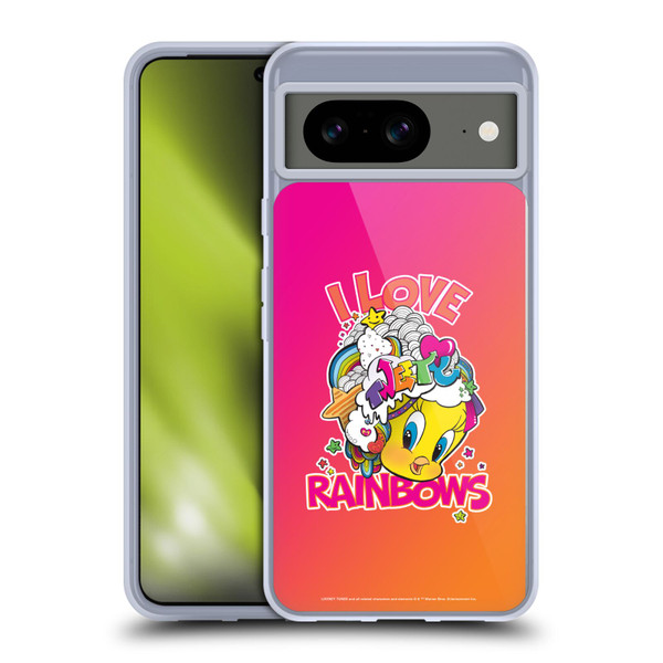 Looney Tunes Patterns I Love Rainbow Soft Gel Case for Google Pixel 8