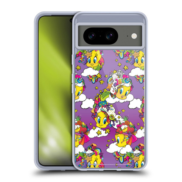 Looney Tunes Patterns Tweety Purple Soft Gel Case for Google Pixel 8
