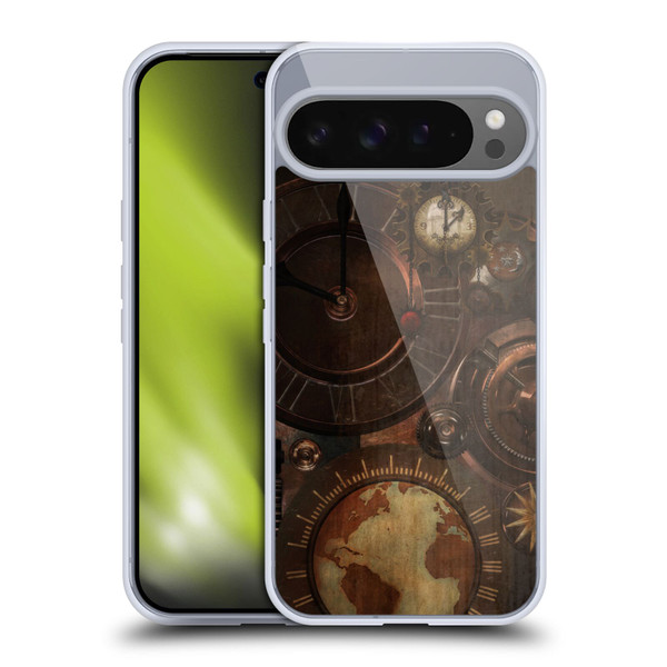 Simone Gatterwe Steampunk Clocks And Gears Soft Gel Case for Google Pixel 9 Pro XL
