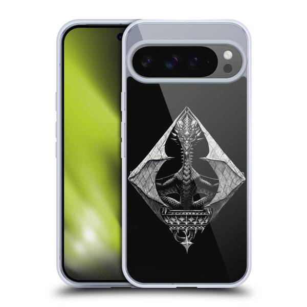 Stanley Morrison Black And White Gothic Diamond Dragon Soft Gel Case for Google Pixel 9 Pro XL