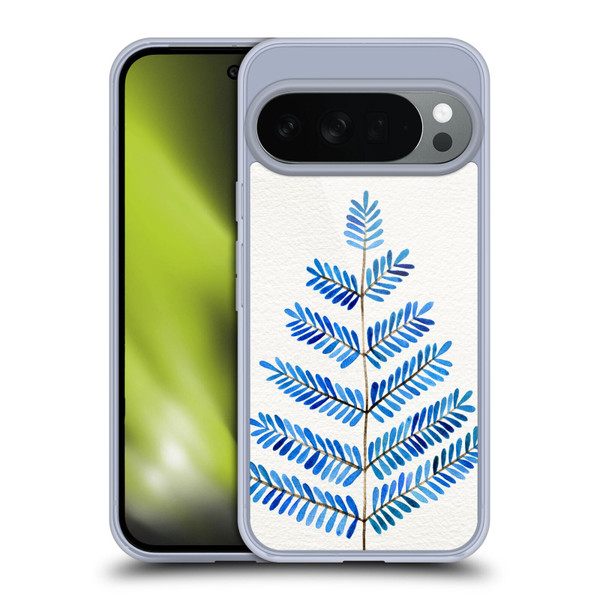 Cat Coquillette Nature Leaflets Blue Soft Gel Case for Google Pixel 10