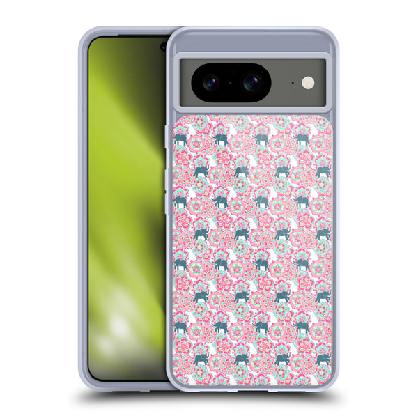 Micklyn Le Feuvre Animals Tiny Elephants In Fields Of Flowers Soft Gel Case for Google Pixel 8