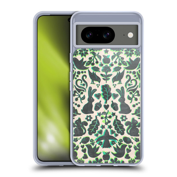 Micklyn Le Feuvre Animals Two Rabbits Folk Art Pattern Soft Gel Case for Google Pixel 8