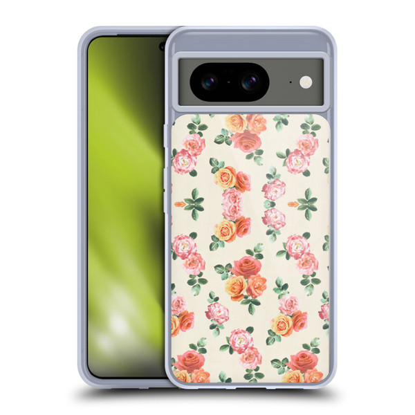 Micklyn Le Feuvre Florals Peach and Pink Roses Soft Gel Case for Google Pixel 8