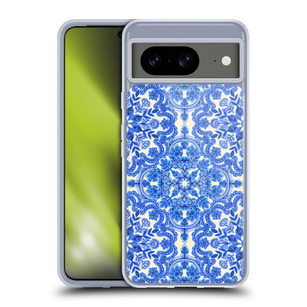 Micklyn Le Feuvre Floral Patterns Cobalt Blue And White Soft Gel Case for Google Pixel 8