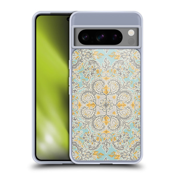 Micklyn Le Feuvre Floral Patterns Grey And Yellow Soft Gel Case for Google Pixel 8 Pro