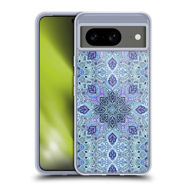 Micklyn Le Feuvre Mandala Navy Blue Mint and Purple Soft Gel Case for Google Pixel 8