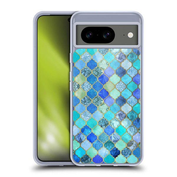 Micklyn Le Feuvre Moroccan Aqua and Gold Soft Gel Case for Google Pixel 8