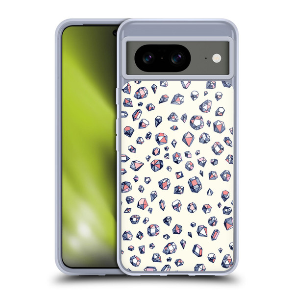 Micklyn Le Feuvre Patterns Navy and Coral Crystals Soft Gel Case for Google Pixel 8