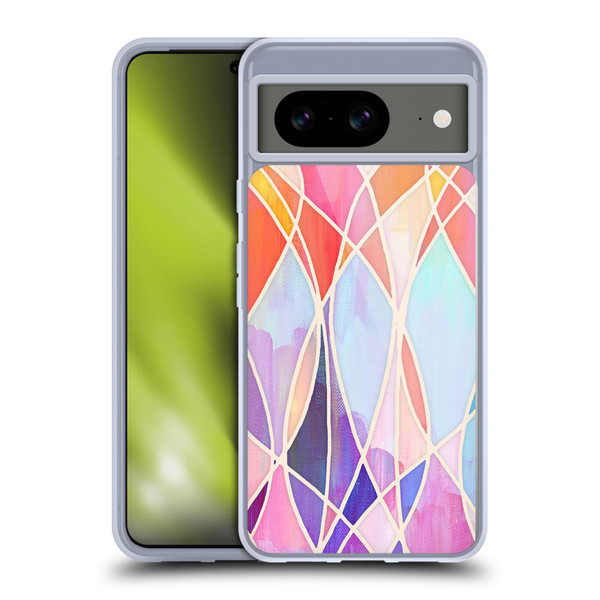 Micklyn Le Feuvre Patterns Purple and Peach Love Pastel Soft Gel Case for Google Pixel 8