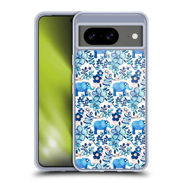 Micklyn Le Feuvre Patterns 2 Watercolour Floral Elephant Soft Gel Case for Google Pixel 8