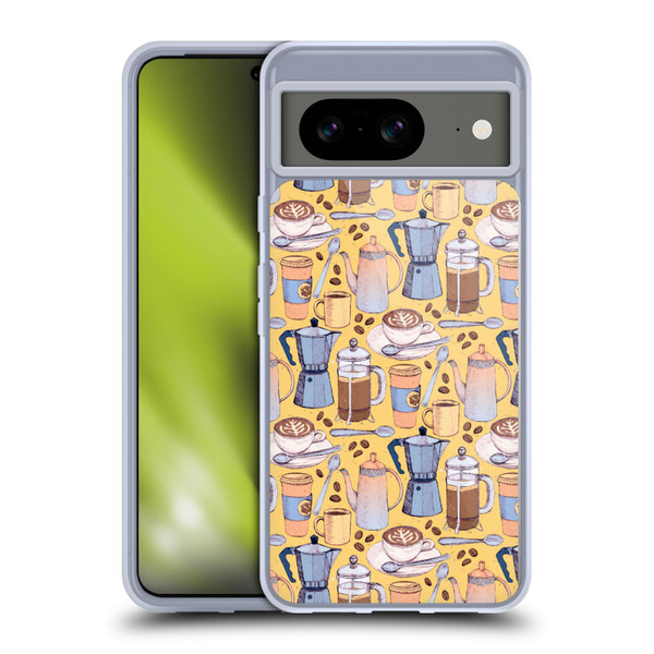 Micklyn Le Feuvre Patterns 2 Coffee Love On Yellow Soft Gel Case for Google Pixel 8
