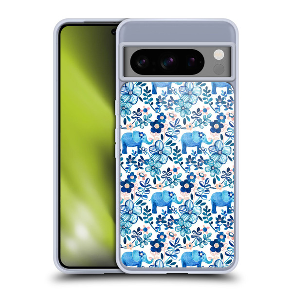 Micklyn Le Feuvre Patterns 2 Watercolour Floral Elephant Soft Gel Case for Google Pixel 8 Pro