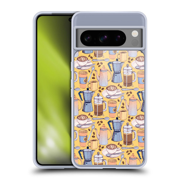 Micklyn Le Feuvre Patterns 2 Coffee Love On Yellow Soft Gel Case for Google Pixel 8 Pro